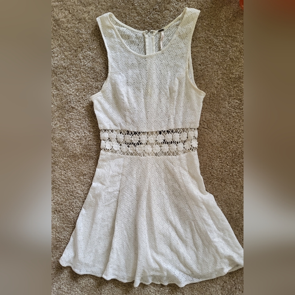 Free People Cream Floral Lace Maxi Dress
